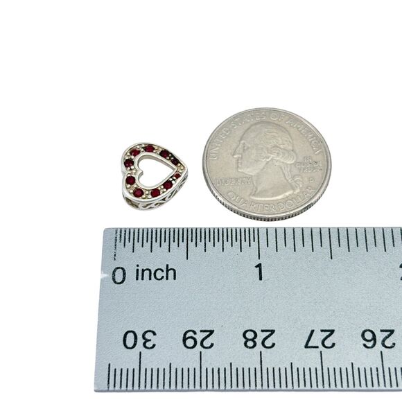 Vintage Sterling Silver 925 Crystal Heart Pendant - Picture 7 of 7